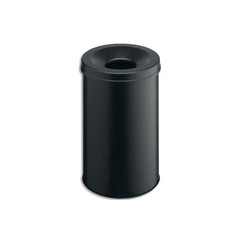DURABLE Corbeille à papier anti-feu en métal epoxy avec étouffoir - 30 litres - ø315 x H492 mm - Noir