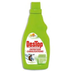 DESTOP Flacon 750 ml Javel entretien des canalisations désodorise, désinfecte parfum citron pamplemousse