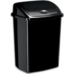 CEP Poubelle à couvercle basculant Noire 50 litres, en polypropylène recyclable L40,5 x H68,5 x P31 cm