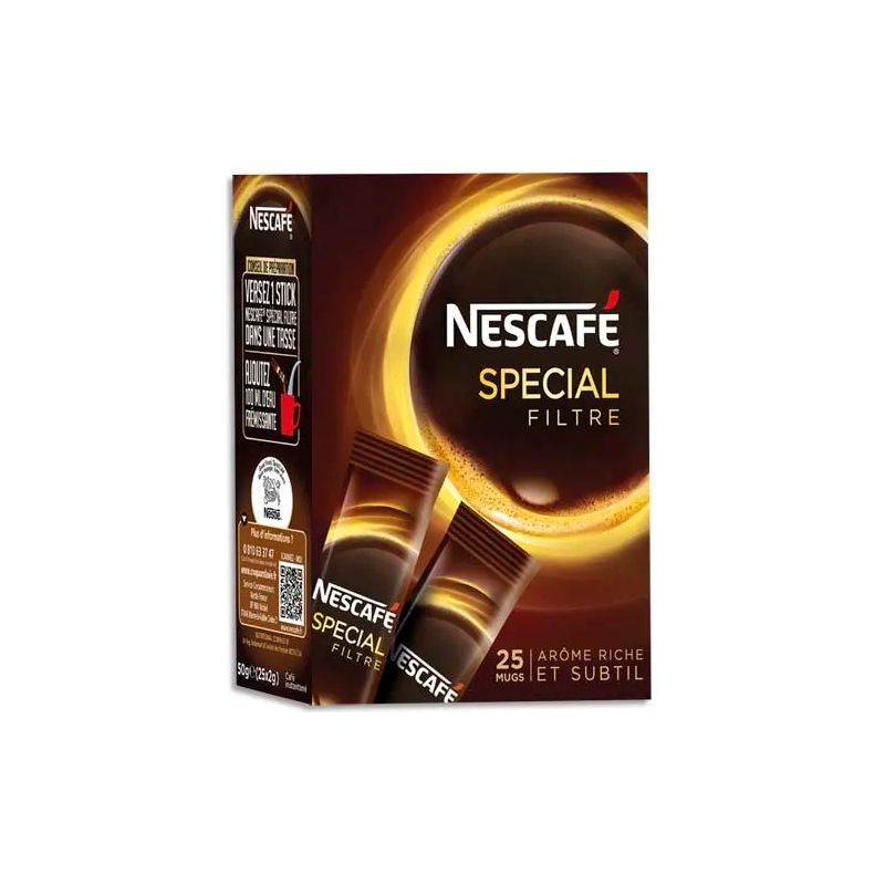 NESCAFE Boîte de 25 sticks de café instantané pur Arabica Espresso