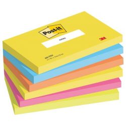 POST-IT Lot de 6 blocs repositionnables coloris fluo dimensions 76x127mm