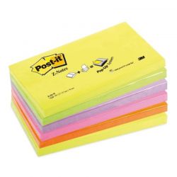 POST-IT Lot de 6 Recharges Z-notes 100 feuilles 7,6 x 12,7 cm coloris néon