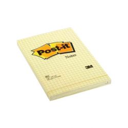 POST-IT Bloc repositionnable de 100 feuilles 102 x 152 mm Jaune quadrillé