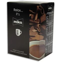 MIKO CAFE Boîte de 20 sachets individuels de chocolat de 30g, contient du lait en poudre