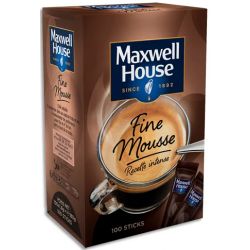 MAXWELL HOUSE Boîte de 100 Stics de café soluble, fine mousse, emballées individuellement 180g