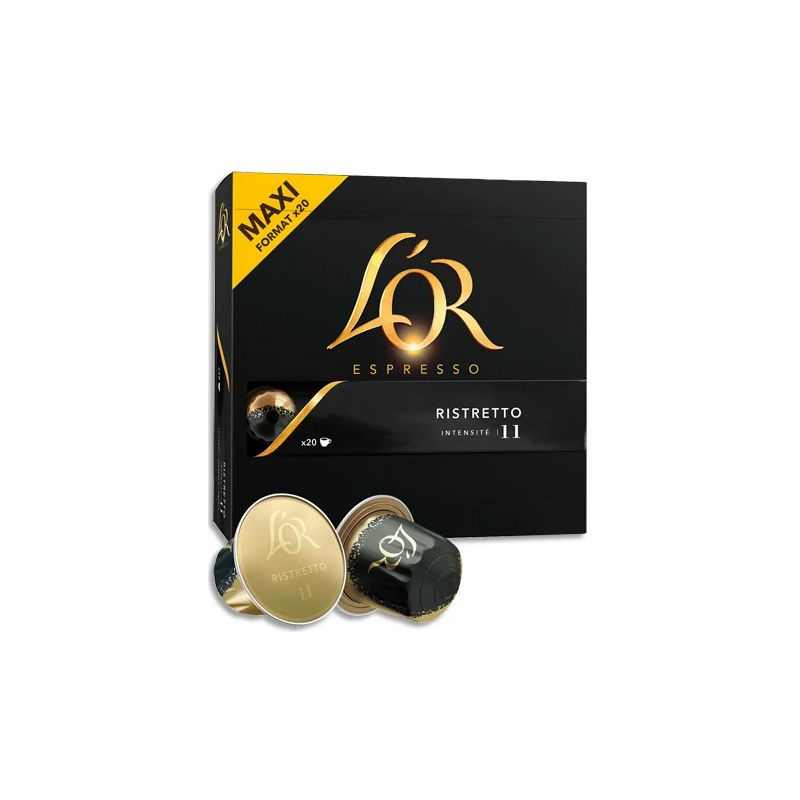 L'OR Boîte de 20 dosettes de 104g de café moulu Arabica Espresso Ristretto n°11