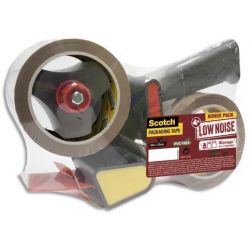 SCOTCH Pack Dévidoir d'emballage métal avec frein réglable et 2 rouleaux adhésif 50 microns Havane BP503