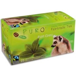 PURO Boîte de 25 sachets de thé Earl Grey enveloppés 2g Fairtrade Tea