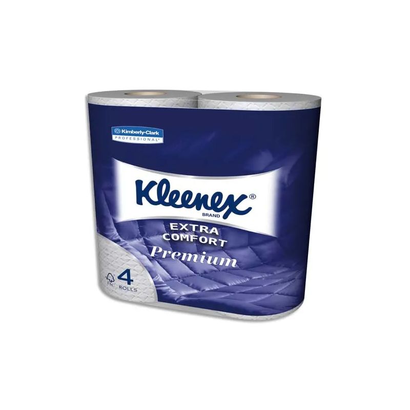 KLEENEX Paquet de 4 rouleaux de papier toilette 4 plis 160 formats coloris Blanc