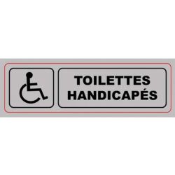 VISO Plaque de signalisation auto-adhésive en plastique couleur aluminium 17 x 5cm - Toilettes handicapés