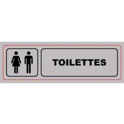 VISO Plaque de signalisation auto-adh en plastique couleur aluminium 17 x 5cm - Toilettes Hommes/Femmes