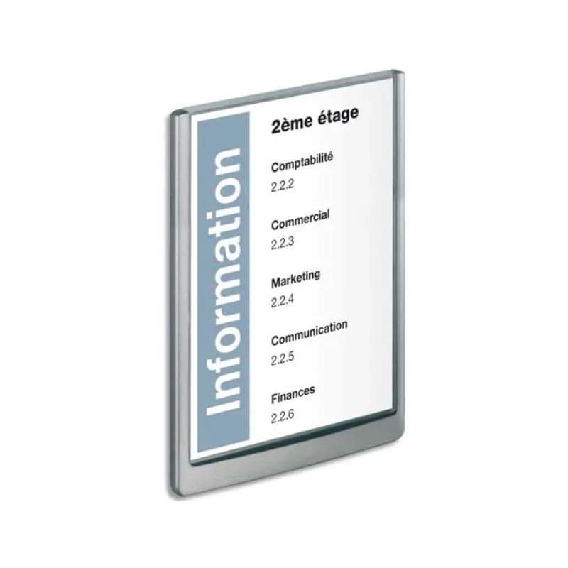 DURABLE Plaque de porte Clicksign A4 en ABS - livrée avec kit fixations - L210 x H297 mm - Graphite