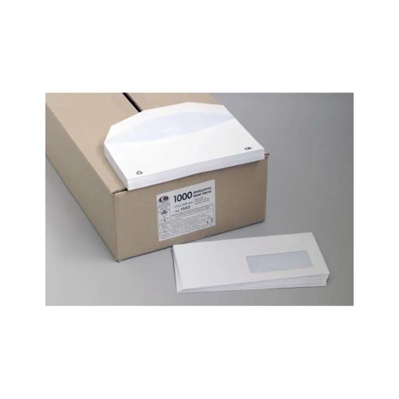 BONG Boîte de 1000 enveloppes blanches 80g insertion mécanique format 115X225mm fenêtre 35x100mm NF