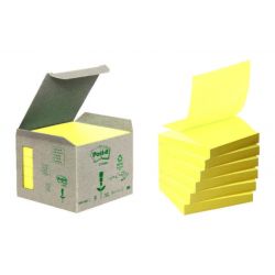 POST-IT Tour de 6 blocs de Z-notes 100% recyclées Jaunes 76X76mm - Bloc de 100 feuilles