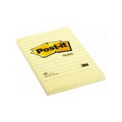 POST-IT Bloc repositionnable de 100 feuilles 102 x 152 mm Jaune ligné