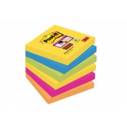POST-IT Lot de 6 blocs Notes Super Sticky POST-IT® couleurs RIO 90 feuilles 76 x 76 mm