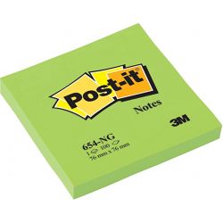 POST-IT Bloc néon repositionnable de 100 feuilles 76 x 76 mm Vert