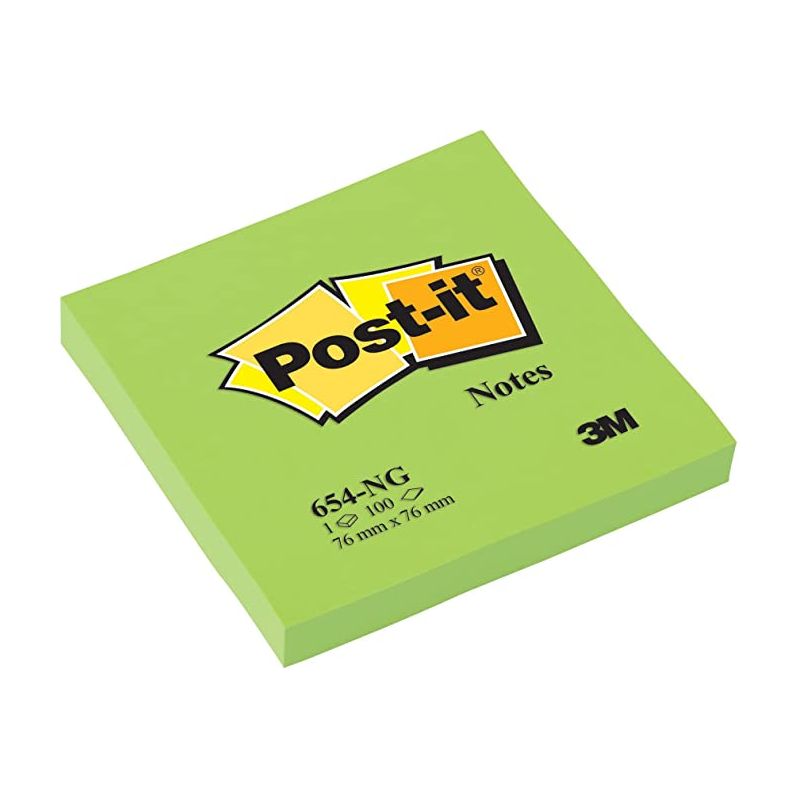 POST-IT Bloc néon repositionnable de 100 feuilles 76 x 76 mm Vert