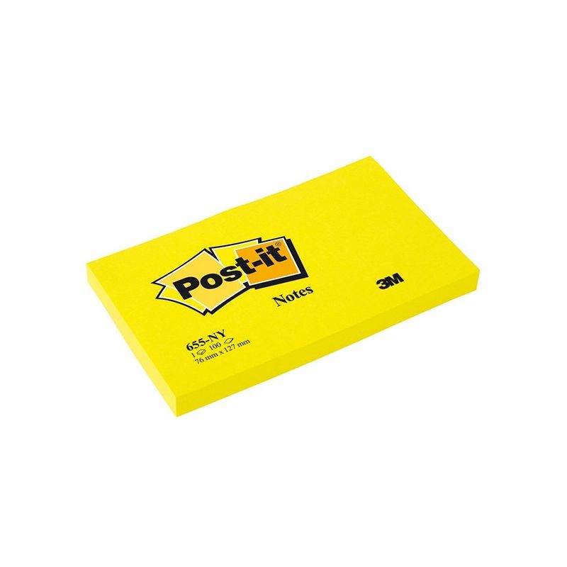 POST-IT Bloc néon repositionnable de 100 feuilles 76 x 127 mm Jaune