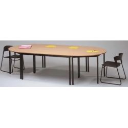 SODEMATUB Table polyvalente demi-rond diamètre 140 cm hêtre/Noir