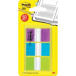 POST-IT Dévidoir 3x20 marque-pages standards Bleu, Vert, Violet