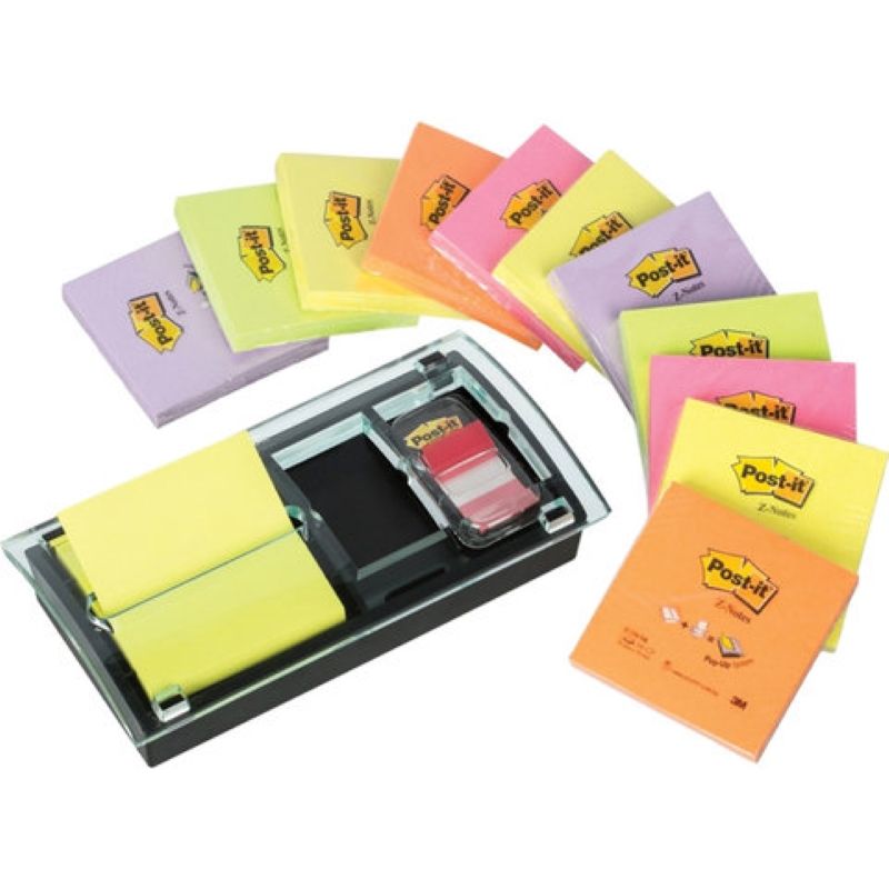 Post-it distributeur Z-Notes, noir/transparent, équipé