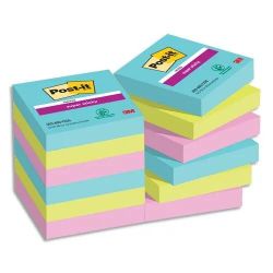 POST-IT Lot de 12 blocs notes Super Sticky Collection MIAMI 47,6x47,6 mm 90 feuilles