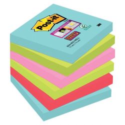 POST-IT Lot de 6 blocs Notes Super Sticky couleurs MIAMI 90 feuilles 76 x 76 mm