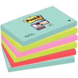 POST-IT Lots de 6 blocs Notes Super Sticky couleurs MIAMI 90 feuilles 76 x 127 mm