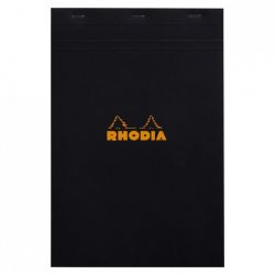 RHODIA Bloc agrafé en-tête couverture Noire n° 19 format 21x31.8cm réglure 5x5