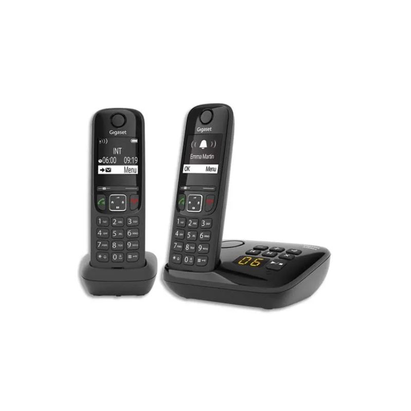 GIGASET Téléphone sans fil AS690A avec répondeur Duo Noir AS690ADuoNoir