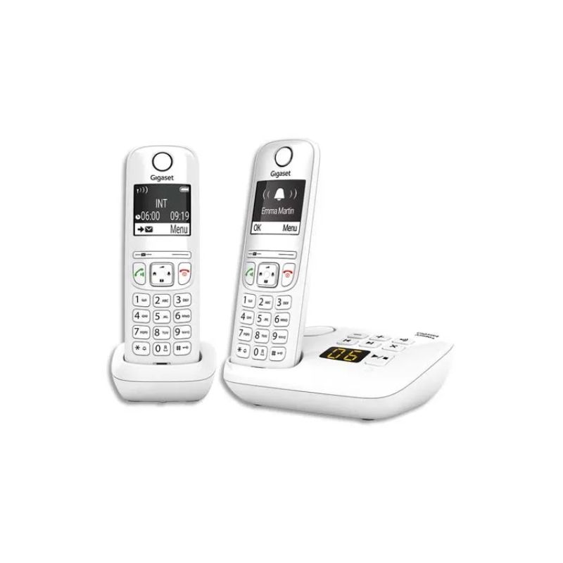 GIGASET Téléphone sans fil AS690A avec répondeur Duo Blanc AS690ADUOBLC