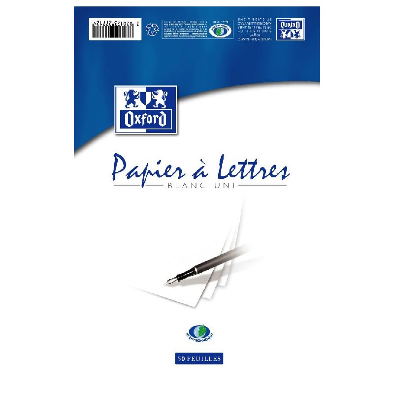 OXFORD Bloc correspondance de 50 feuilles unies 80 g format A5