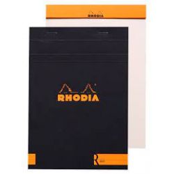 RHODIA Bloc coloR agrafé en-tête 14,8x21cm (n°16) 140 pages lignées. Couverture rembordée Noire