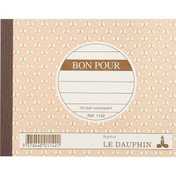 LE DAUPHIN Carnet bon autocopiant 10,5 x 13,5 cm 50 feuillets autocopiants dupli