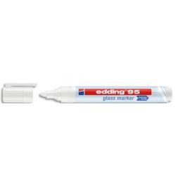 EDDING Marqueur E-95 effacable à sec pour tableau en verre. Coloris blanc