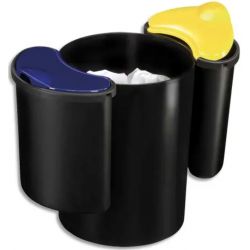 CEP Kit de tri sélectif : 1 corbeille à papier Noir Confort 16L + 2 compartiments de 4,5L chacun