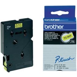 BROTHER Cassette Ruban TC Noir/Jaune 12mmx7,7m TC601pour PT500/8E/2000/3000/5000