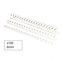 FELLOWES Boîte de 100 peignes anneaux plastique 6 mm Blanc
