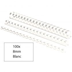 FELLOWES Boîte de 100 peignes anneaux plastique 8 mm Blanc