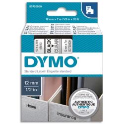 DYMO Ruban D1 Noir/Jaune12MMX7M pour 1000/1000+/2000/3500/4500/5000/5519