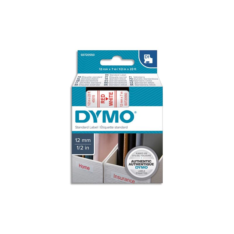 DYM RUBN DYMO D1 12MMX7M RGE/BLC 45015