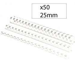 FELLOWES Boîte de 50 peignes anneaux plastique 25 mm Blanc