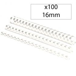 FELLOWES Boîte de 100 peignes anneaux plastique 16 mm Blanc