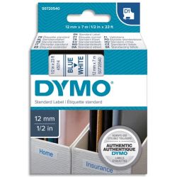 DYMO Ruban D1 Bleu/Blanc 12MMX7M