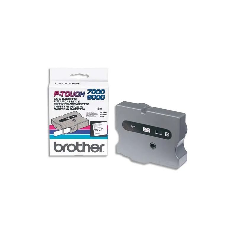 BROTHER Cassette Ruban TX Noir/Blanc 24mmx15m