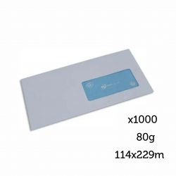 BONG Boîte de 1000 enveloppes Blanches 80g insertion mécanique format 114X229mm fenêtre 45x100mm NF