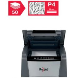 REXEL Destructeur de documents Optimum Auto+ 50X P-4, coupe croisée, 4x28mm, 50 feuilles, 20 L 2020050XEU