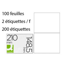 Étiquette adhésive q-connect 210x148.5mm coins droits imprimante jet d'encre laser copieur boîte 100 feuilles 200 unités.