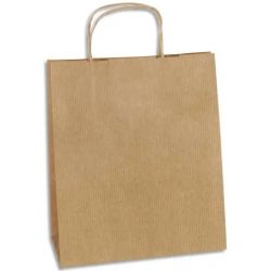 Paquet de 100 sacs kraft brun 100g à poignée torsadées, Ouverture 24 x Hauteur 34 x Soufflet 8 cm